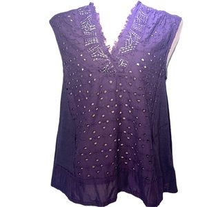 Akemi + Kin - Anthropologie purple eyelet top. Size S